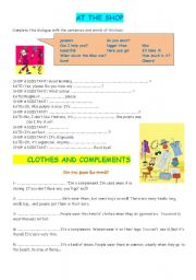 English Worksheet: At the shop, a dialogue and some definitions
