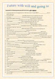 English Worksheet: Future with will and going to 