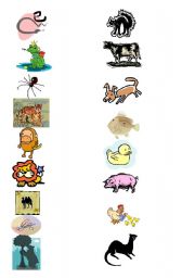 English Worksheet: animals, cut and paste, matching