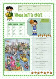 English Worksheet: Possessive adjectives / Possessive Pronouns 