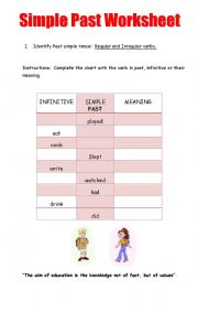 English Worksheet: Past Simple Tense Worksheet