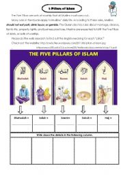 English Worksheet: five pillars of Islam in 3 cups of Tea