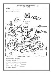 English Worksheet: 4th grade elementary test