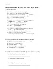 English worksheet: Grammar Review Worksheet 1