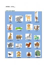 English Worksheet: In the Zoo