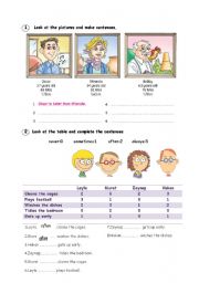 English Worksheet: comparatives and adverbs of frequency