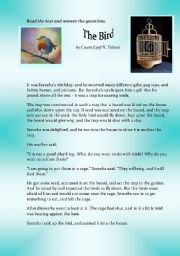 English Worksheet: The Bird