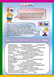 English Worksheet: DO OR MAKE