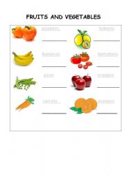 English worksheet: FRUITS - VEGETABLES