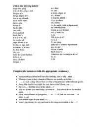 English worksheet: Shopping Vocabulary Practice