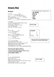 English worksheet: SIMPLE PLAN-Perfect