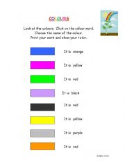 English worksheet: Colours