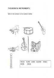 English Worksheet: MUSICAL INSTRUMENTS