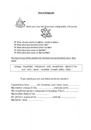 English Worksheet: text writing guide on eating habits