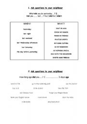 English worksheet: simple past questions