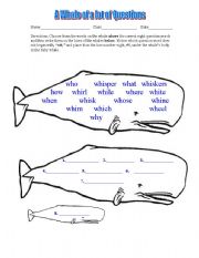 English Worksheet: A Whale of a lot of Questions