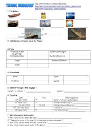 English Worksheet: Titanic webquest