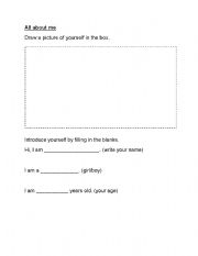English Worksheet: All about me