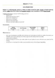English worksheet: Oral presentation guidelines - 9th grade
