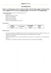 English Worksheet: Oral presentation guidelines - 9th grade