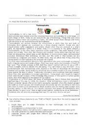 English Worksheet: test technophobia