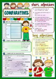 English Worksheet: Comparatives - Revision (Greyscale + KEY included)