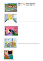 English worksheet: what are the simpsons doing at home today?