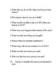English Worksheet: New Year questionnaire