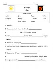 English Worksheet: Bill Nye Sun