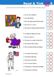 English Worksheet: Read & Tick 9