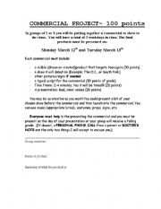 English Worksheet: Commercial Project