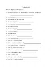 English Worksheet: Beginning of the year people search