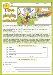 English Worksheet: I love playing outside!