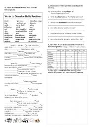 English Worksheet: verbs to talk about daily routines