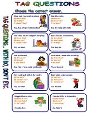 English Worksheet: TAG QUESTIONS WITH DONT YOU, DO YOU, DOES HE ETC.