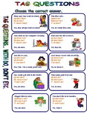 English Worksheet: TAG QUESTIONS WITH DONT YOU, DO YOU, DOES HE ETC.