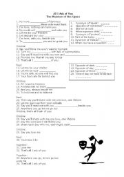 English Worksheet: All I Ask of You-Phantom of the Opera