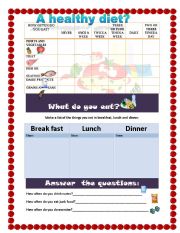 English Worksheet: Healthy diet