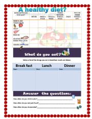 English Worksheet: Healthy diet