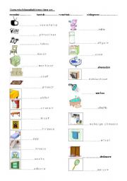 English Worksheet: household items_furniture