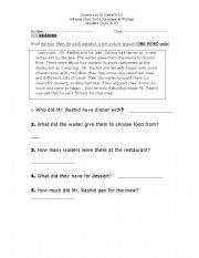 English Worksheet: Reading