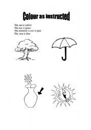 English worksheet: Colour as instructed