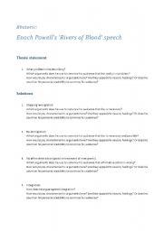 English Worksheet: Enoch Powells Rives of Blood