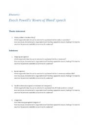 English worksheet: Enoch Powells Rives of Blood