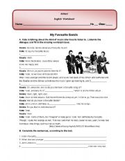English Worksheet: Listening exercise: Music and Favourite Bands (link to transcript included)