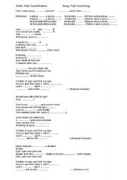 English Worksheet: Fast Food Song