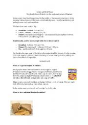 English Worksheet: meals and meal times