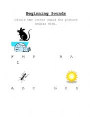 English worksheet: Beginning Sounds