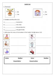 English worksheet: English test 2nd Grade