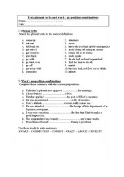 English Worksheet: phrasal verbs and prepositions